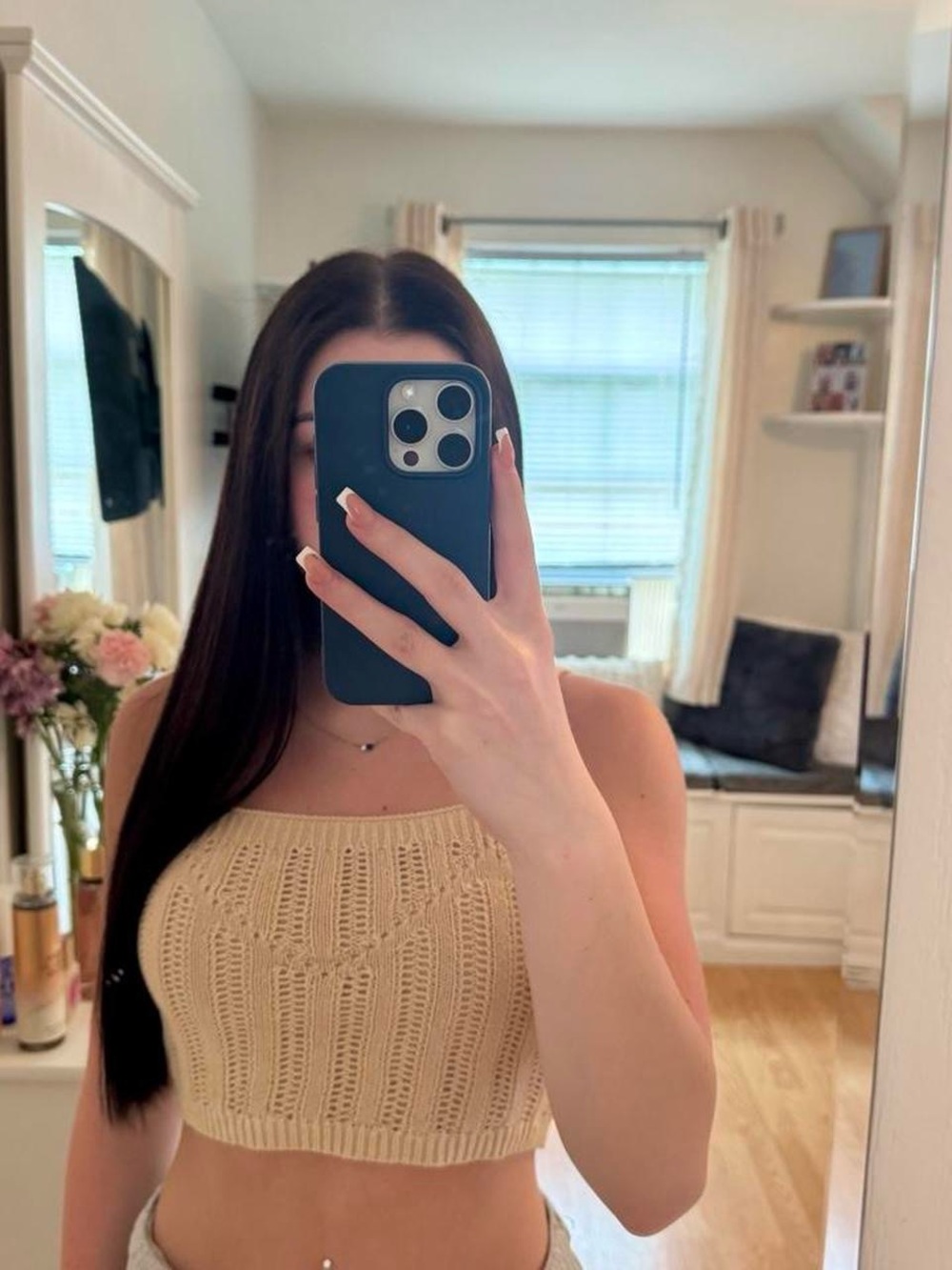 Freshman Beige Knit Cropped Tank